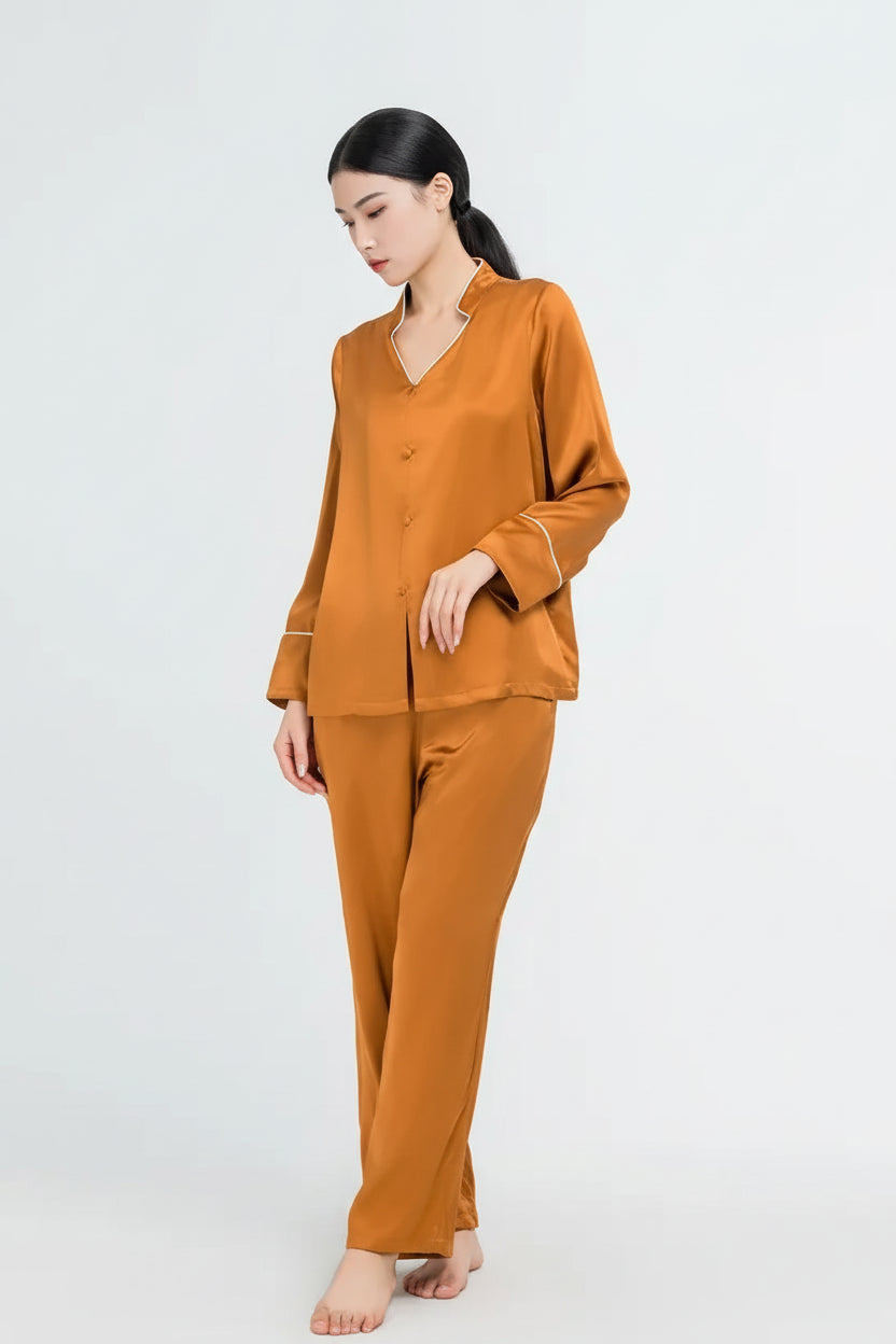 Elegant Women's Real Silk Pajamas Long Sleeve Loran