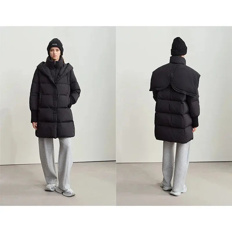 Magnetic Buckle Hooded Down Coat - Loran