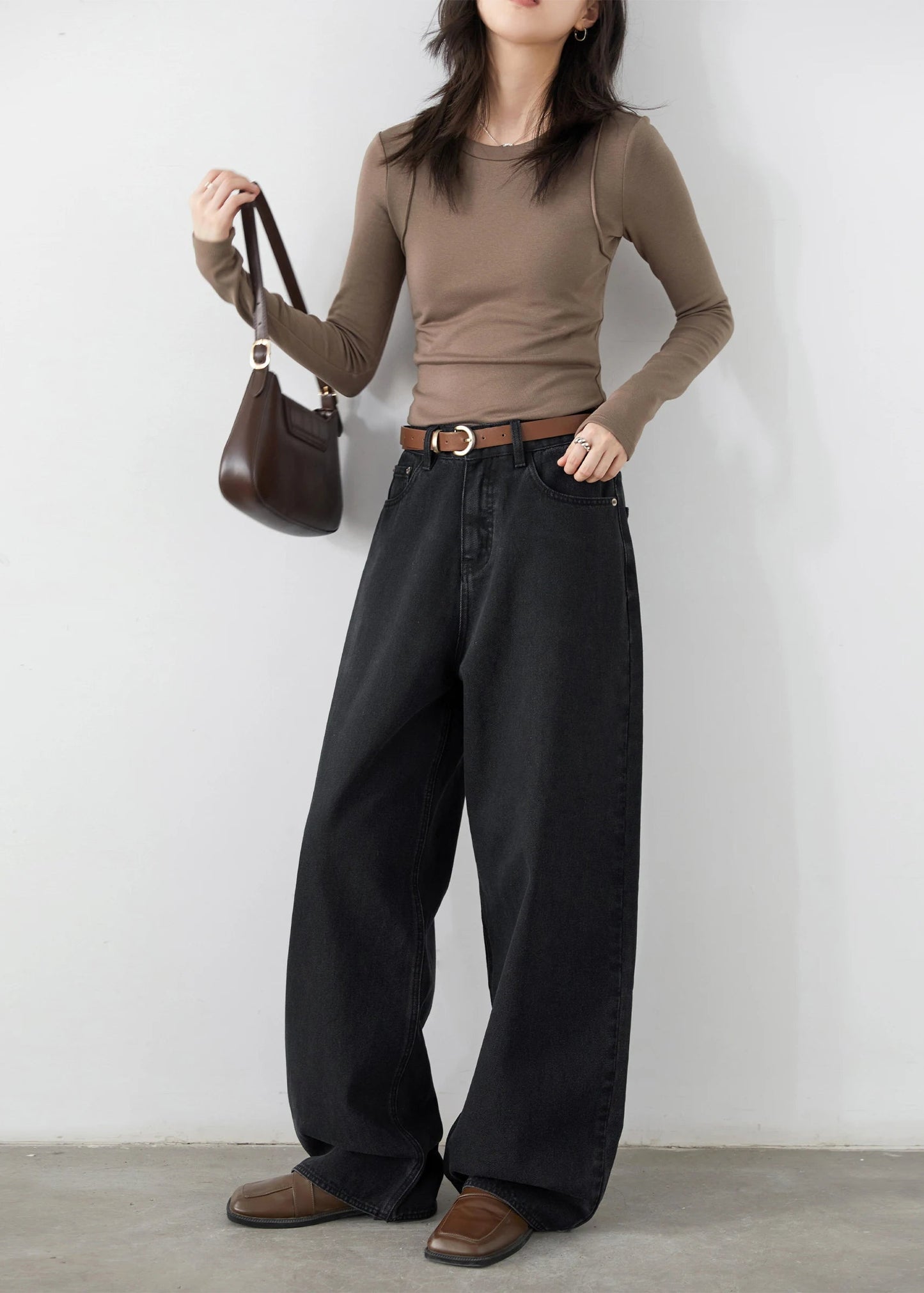 CHIC VEN Korean Women Plus Jeans New Casual Retro Wide Legs Denim Pants Slim Female Trousers Spring Autumn 2025 Loran