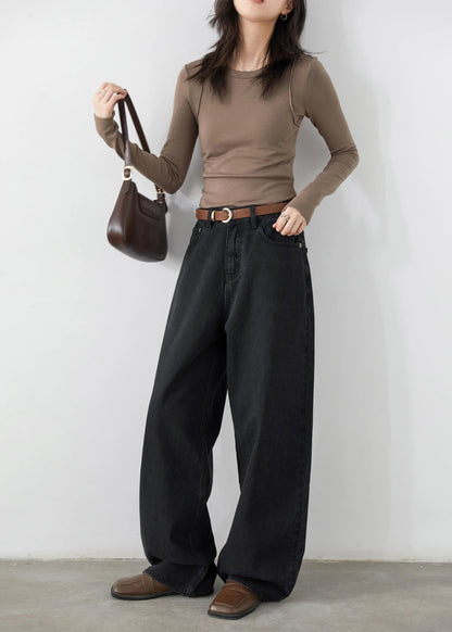 CHIC VEN Korean Women Plus Jeans New Casual Retro Wide Legs Denim Pants Slim Female Trousers Spring Autumn 2025 Loran