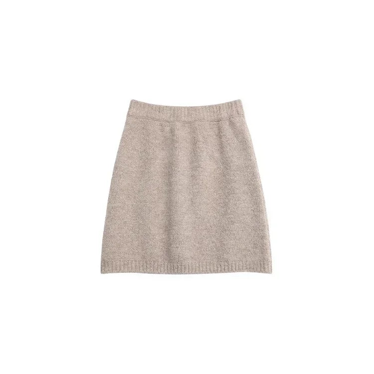 CHIC VEN Fashion Women Skirt Set Pullover Loose New Mini V-neck Solid Sweater Straight Leg Skirts Spring Autumn 2024 Loran