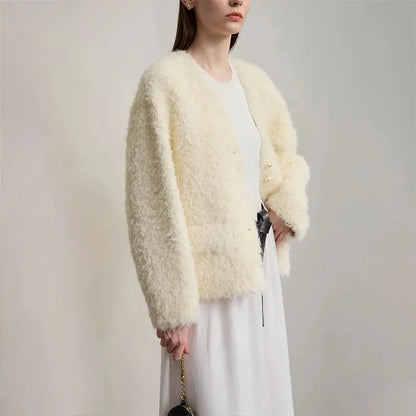 Warm Loose Fit Faux Fur Belted Jacket - Loran