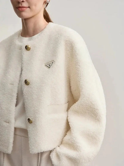 Elegant Wool Blend Short Winter Coat - Loran