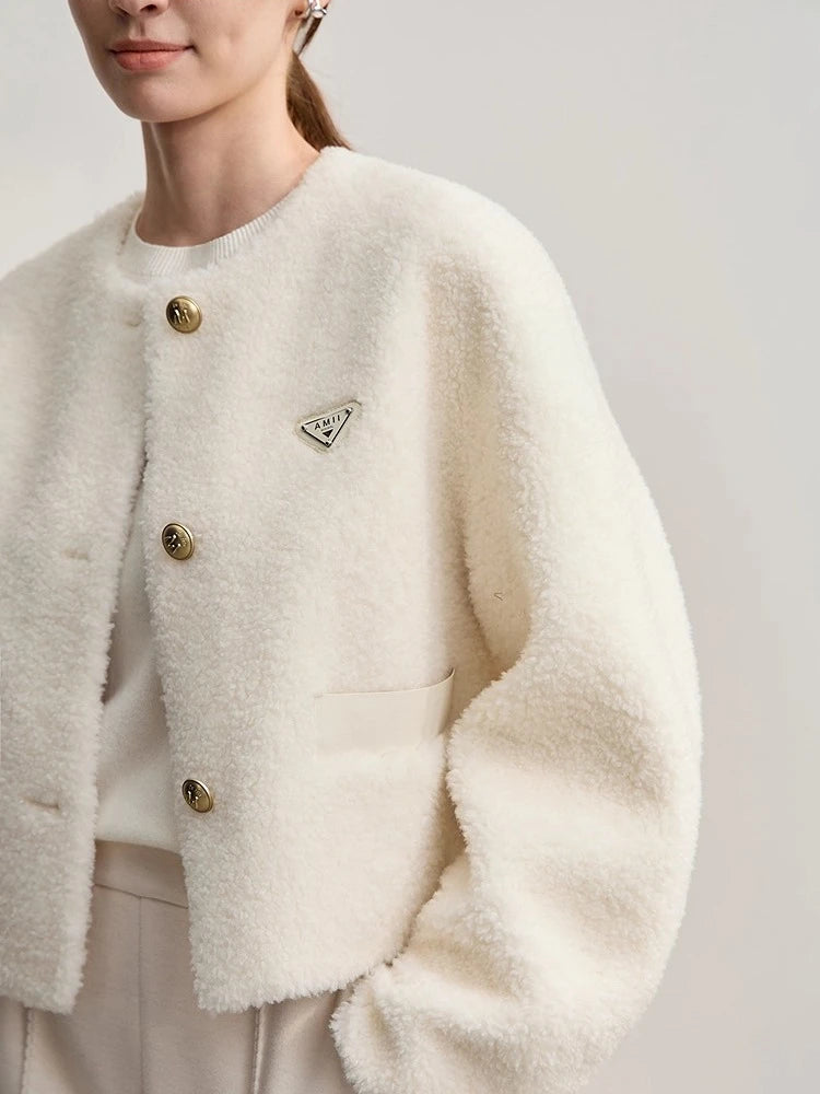 Elegant Wool Blend Short Winter Coat