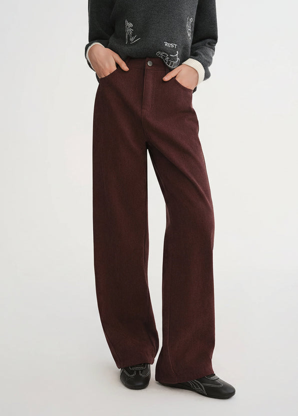 High Waist Wide Leg Pants Winter Office Trousers Loran