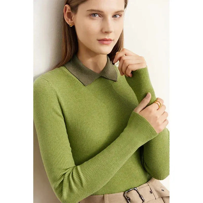 Minimalist Colorblock Knit Sweater - Loran