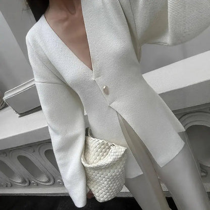 V-Neck, Buckle Closure, and Slit Detail - Loran