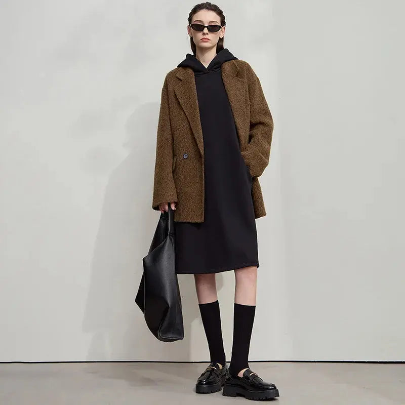 Women's Hooded Knitted Sweater Dress - Loran