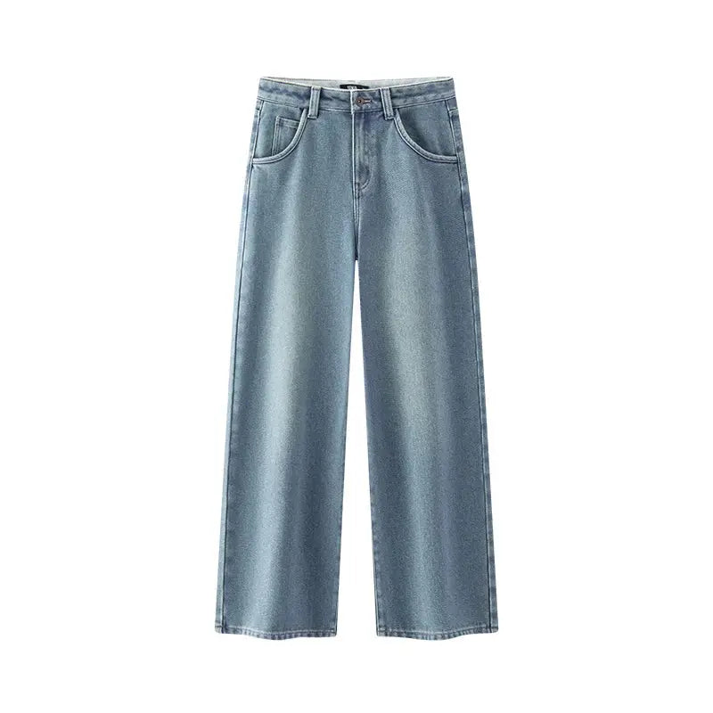 High Waist Fleece Lined Wide Leg Jeans Loran