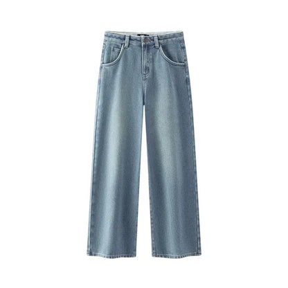 High Waist Fleece Lined Wide Leg Jeans Loran