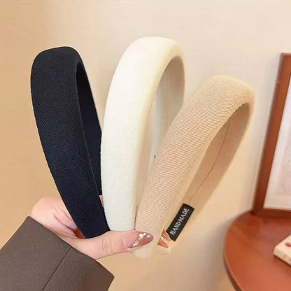 Solid Color Wide Sponge Headband for Women