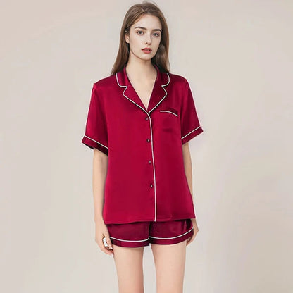 Real Mulberry Silk Pajama Set: Short Sleeve & Shorts Loran