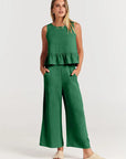 Summer Pleated Wide-Leg Pant Set