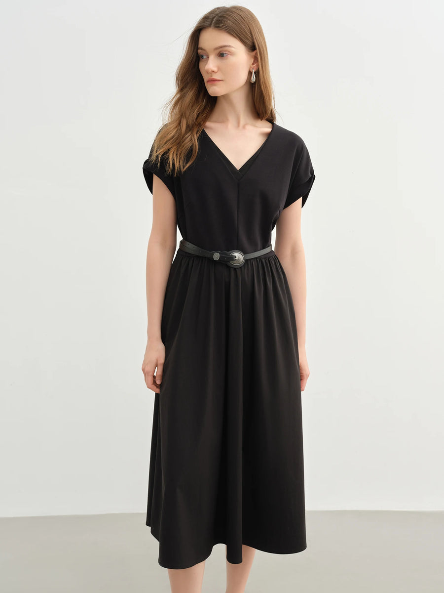 Elegant Plus-Size V-Neck Waist Dress