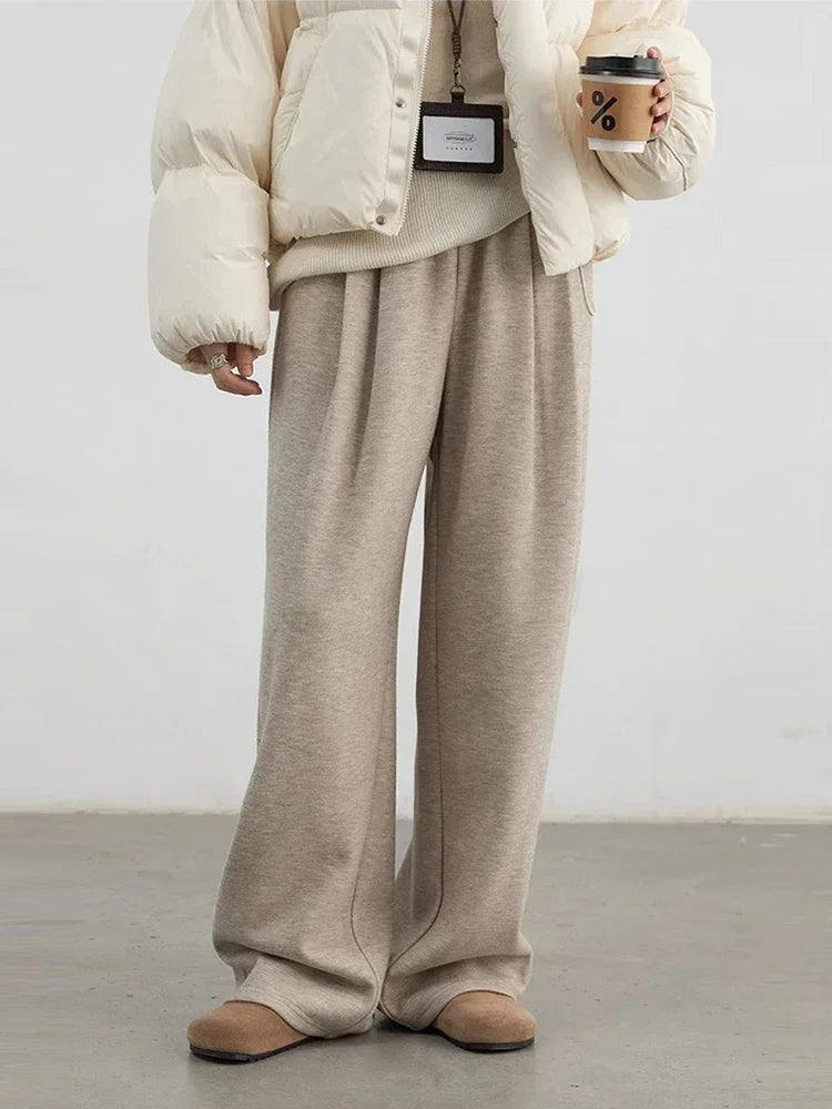 Women’s High Waisted Wide Leg Winter Pants Plush & Thick Loran