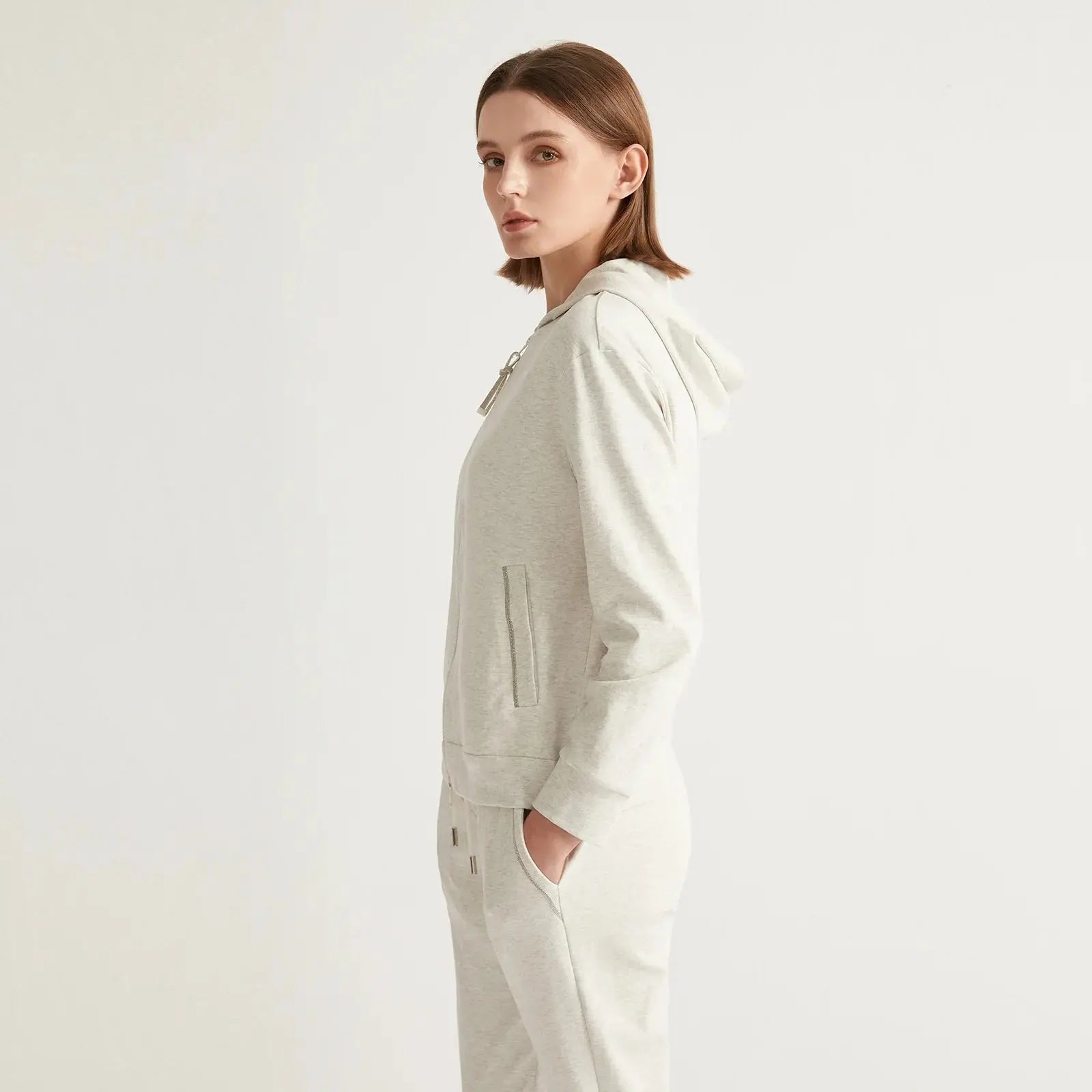 High Quality Cotton Cropped Zip Hoodie for Women - Loran