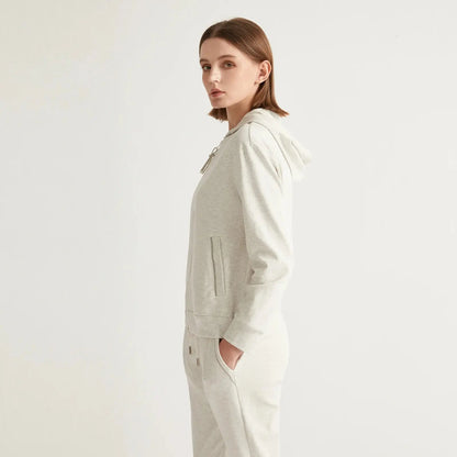 High Quality Cotton Cropped Zip Hoodie for Women - Loran