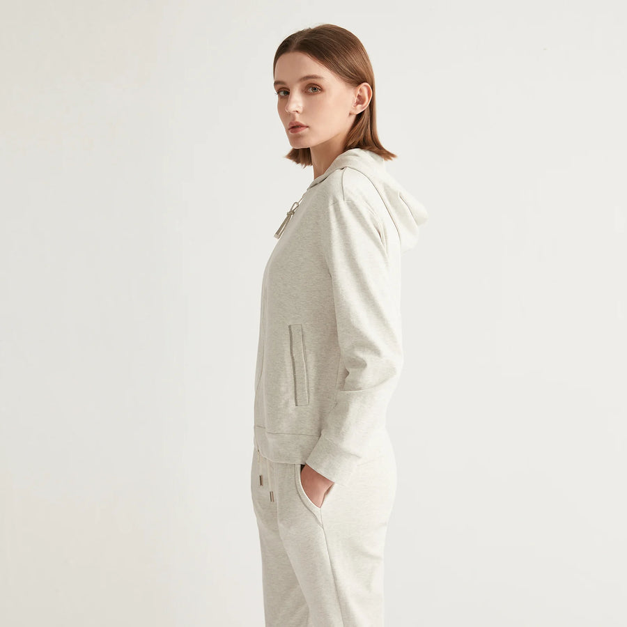 High Quality Cotton Cropped Zip Hoodie for Women