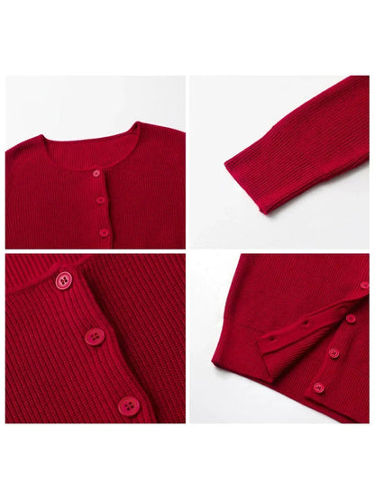 CHIC VEN Korean Women Cardigan Solid Loose Korean Round Neck Knitted Sweaters Single Breasted Female Jumpers Spring Autumn 2024 Loran