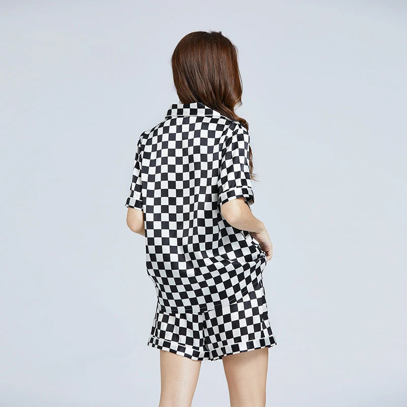 Women’s Checkerboard Mulberry Silk Pajama Set Loran