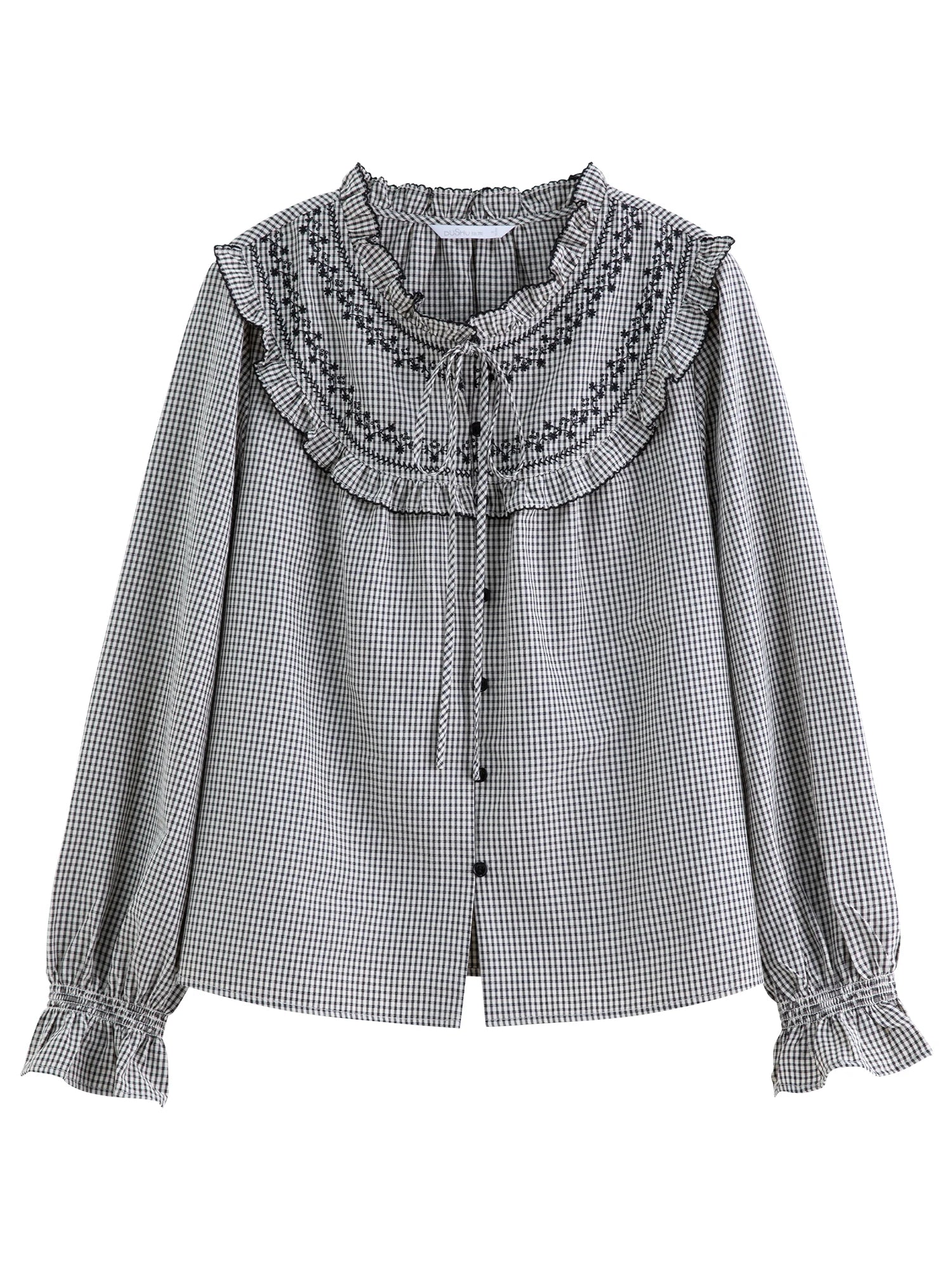 Ruffled Plaid Shirt Sweet Autumn Long Sleeve Loran