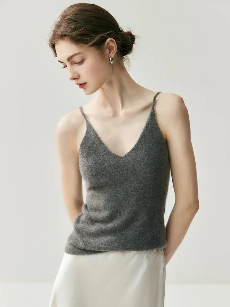 Women's 100% Cashmere V-Neck Vest | Soft Winter Knitwear LORAN STORE