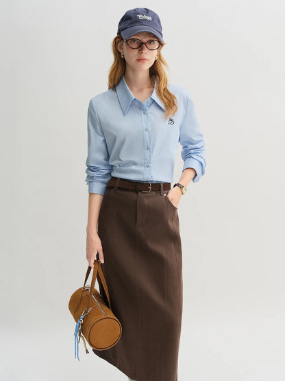 Women's 3-Color Pleated Shirt & A-Line Skirt Set Autumn Suit Loran