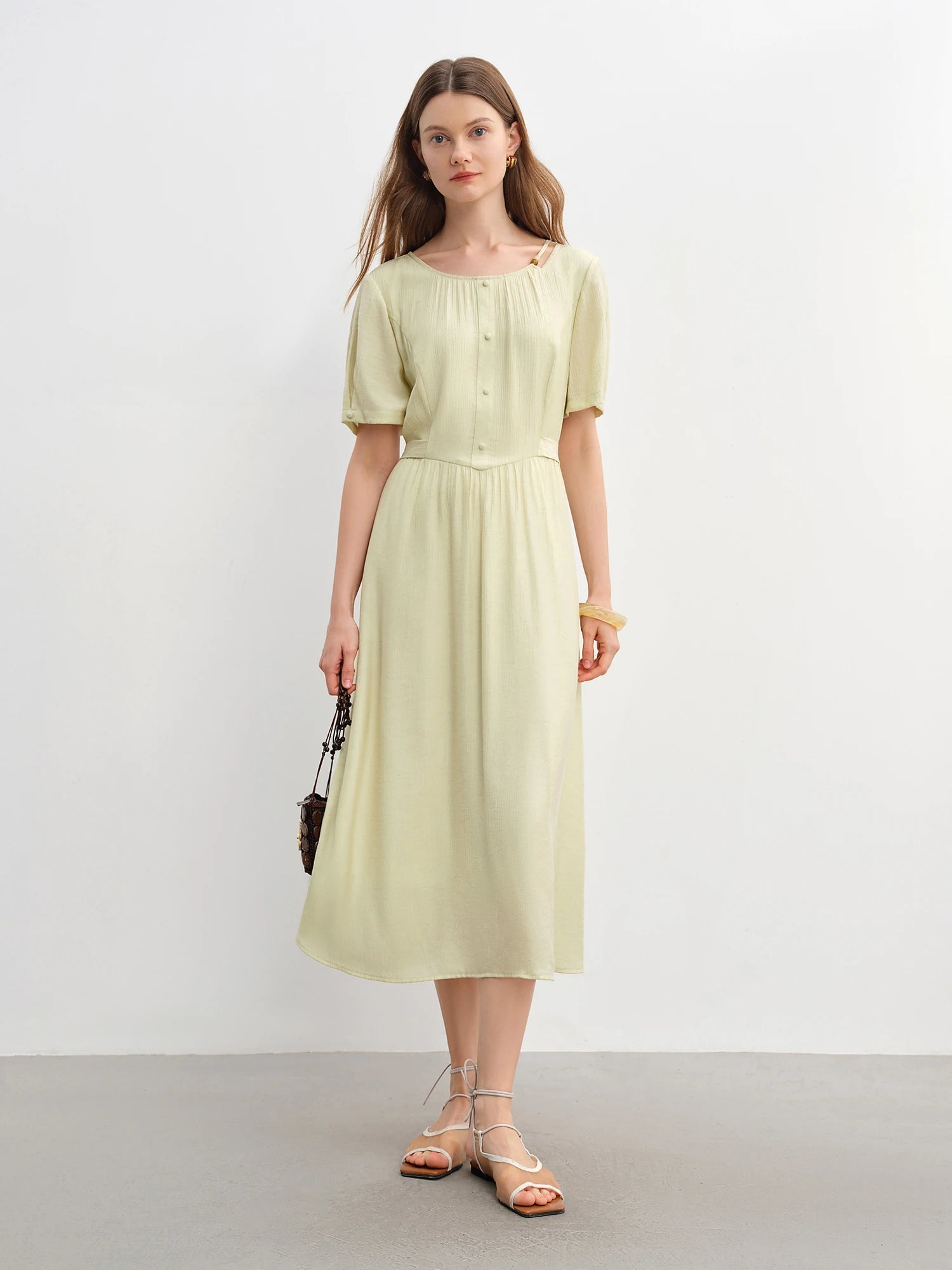 Summer Beaded Midi Dress Slim Fit Commuter Style Loran