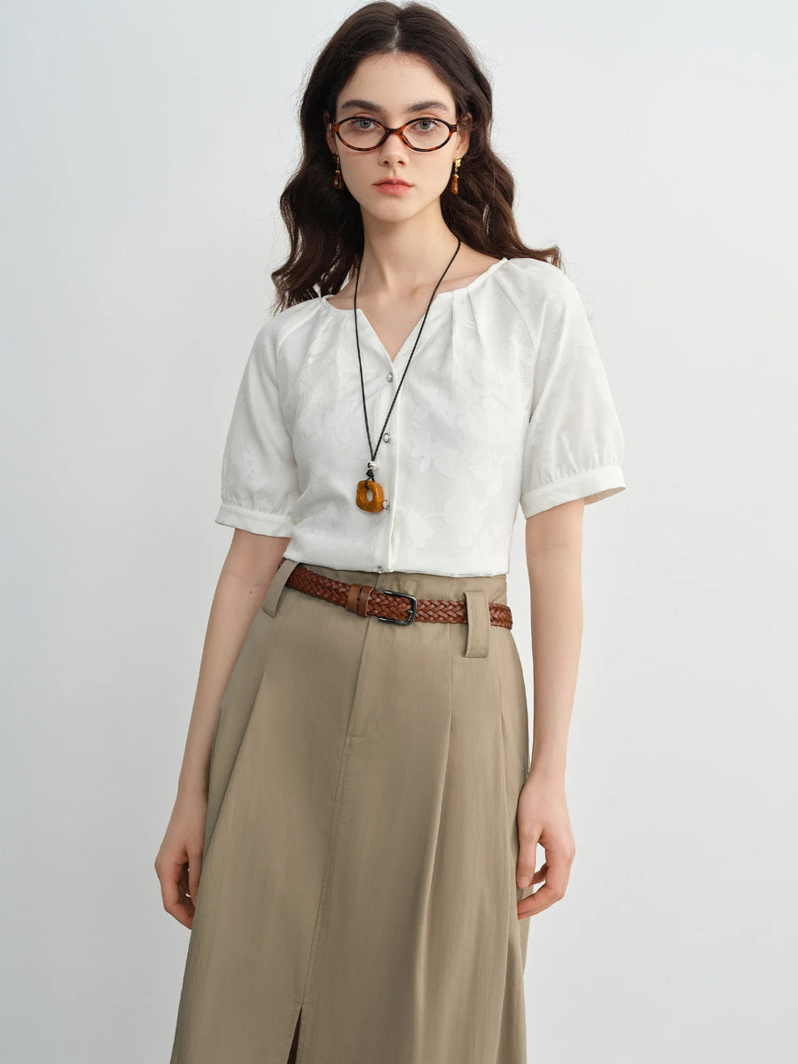 Breathable Cotton Blend Top for Chic Summer Office Wear