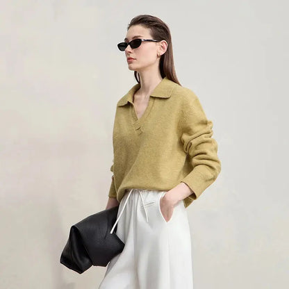 Chic Minimalist V-Neck Pullover Sweater - Loran