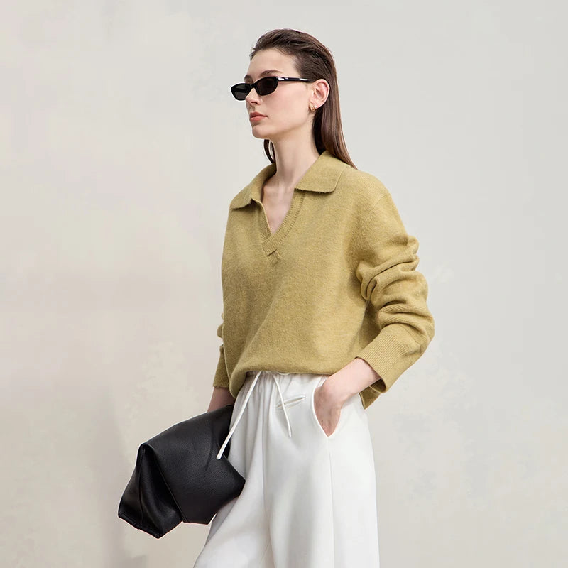 Chic Minimalist V-Neck Pullover Sweater