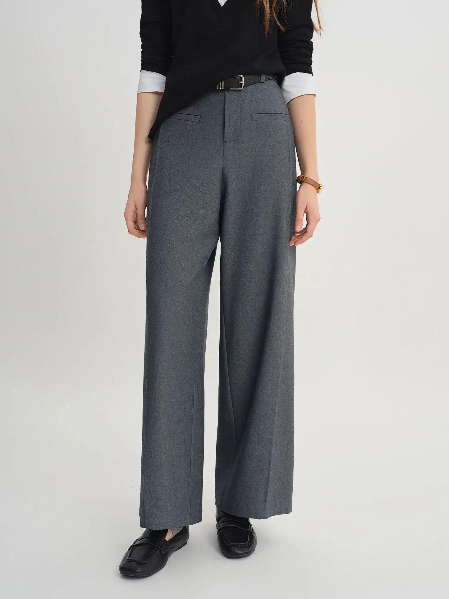 Relaxed Fit Office & Casual Pants with Structured Seam Details - Loran