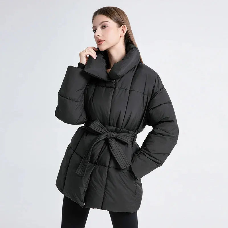 Turn-Down Collar Belted Parka - Loran