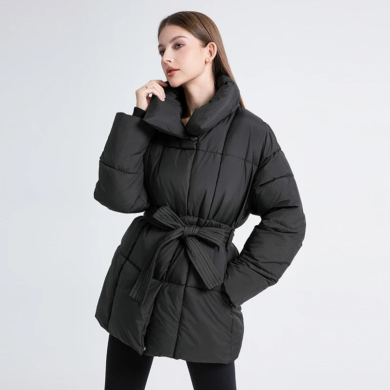 Turn-Down Collar Belted Parka