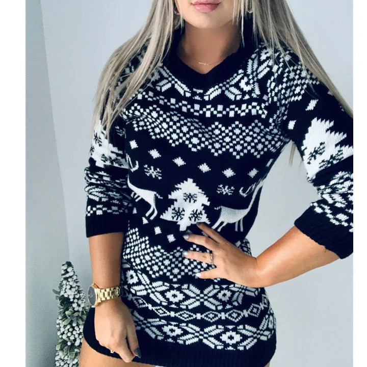 Sweater Women Christmas Deer Knitted Long Sleeve - 3IN SMART Shop  #