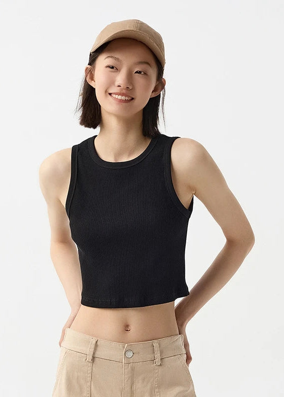 Semir Vest Women Short Style Skinny Round-neck Simple 2024 Spring New Solid Color Top Versatile Loran
