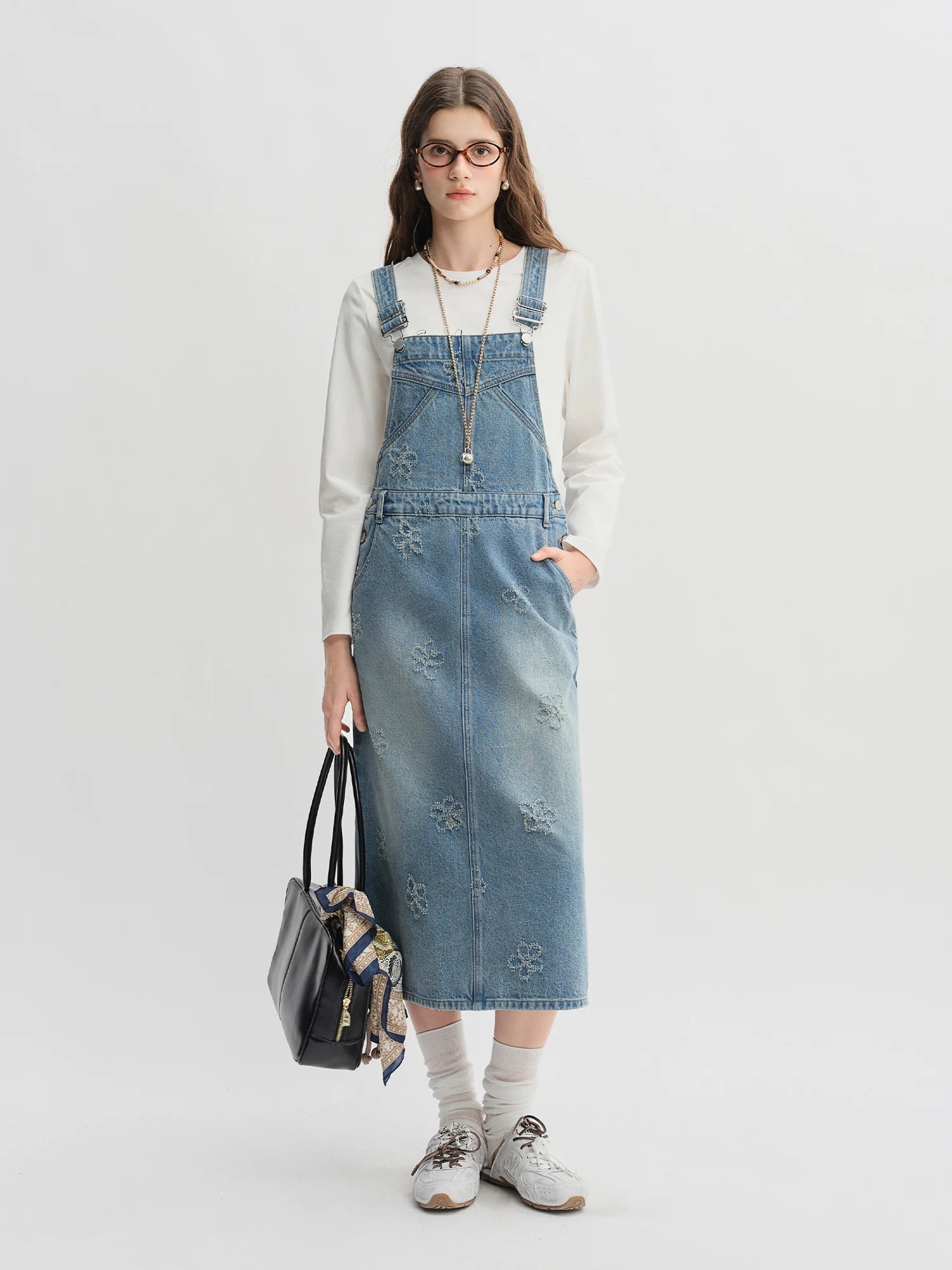 Plus Size Fringed Floral Denim Jacket & Skirt Set Loran