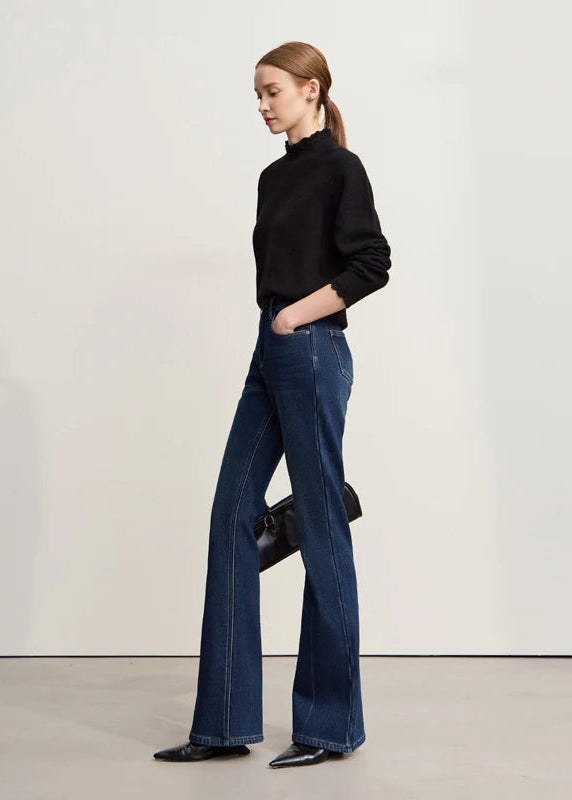 Amii Flared Jeans 2025 Winter New Letter Embroidered Pants Versatile Denim Trousers Casual Cotton Jeans Pants For Woman 12554061 Loran