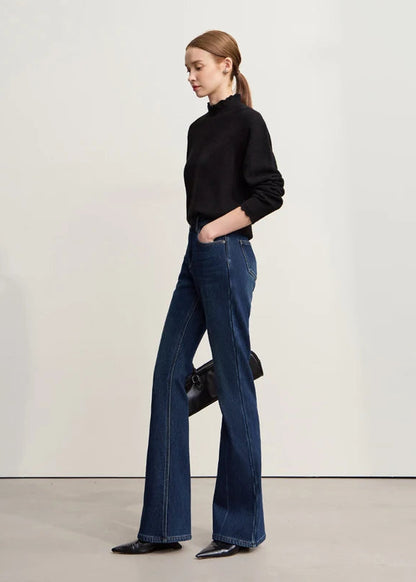 Amii Flared Jeans 2025 Winter New Letter Embroidered Pants Versatile Denim Trousers Casual Cotton Jeans Pants For Woman 12554061 Loran