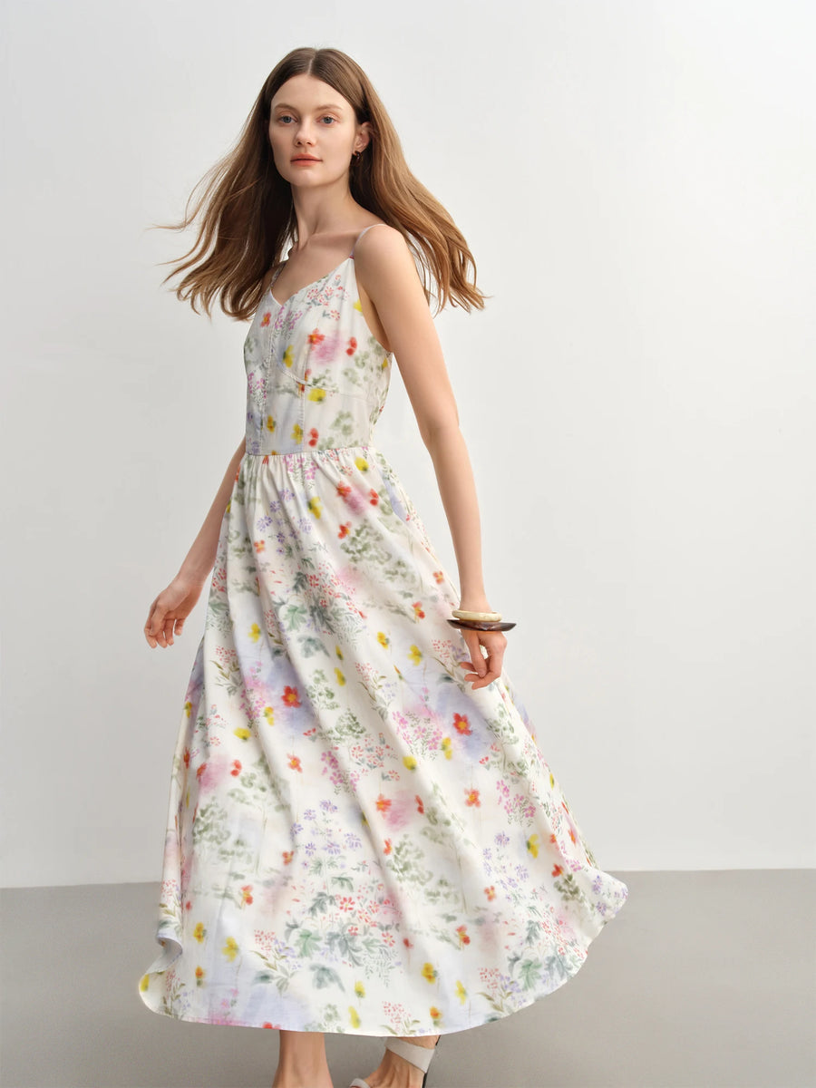 Women's Floral Strappy Midi Dress