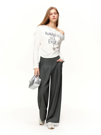 Spring Women's Pants High Waist Stripe Straight Leg Trousers - Loran