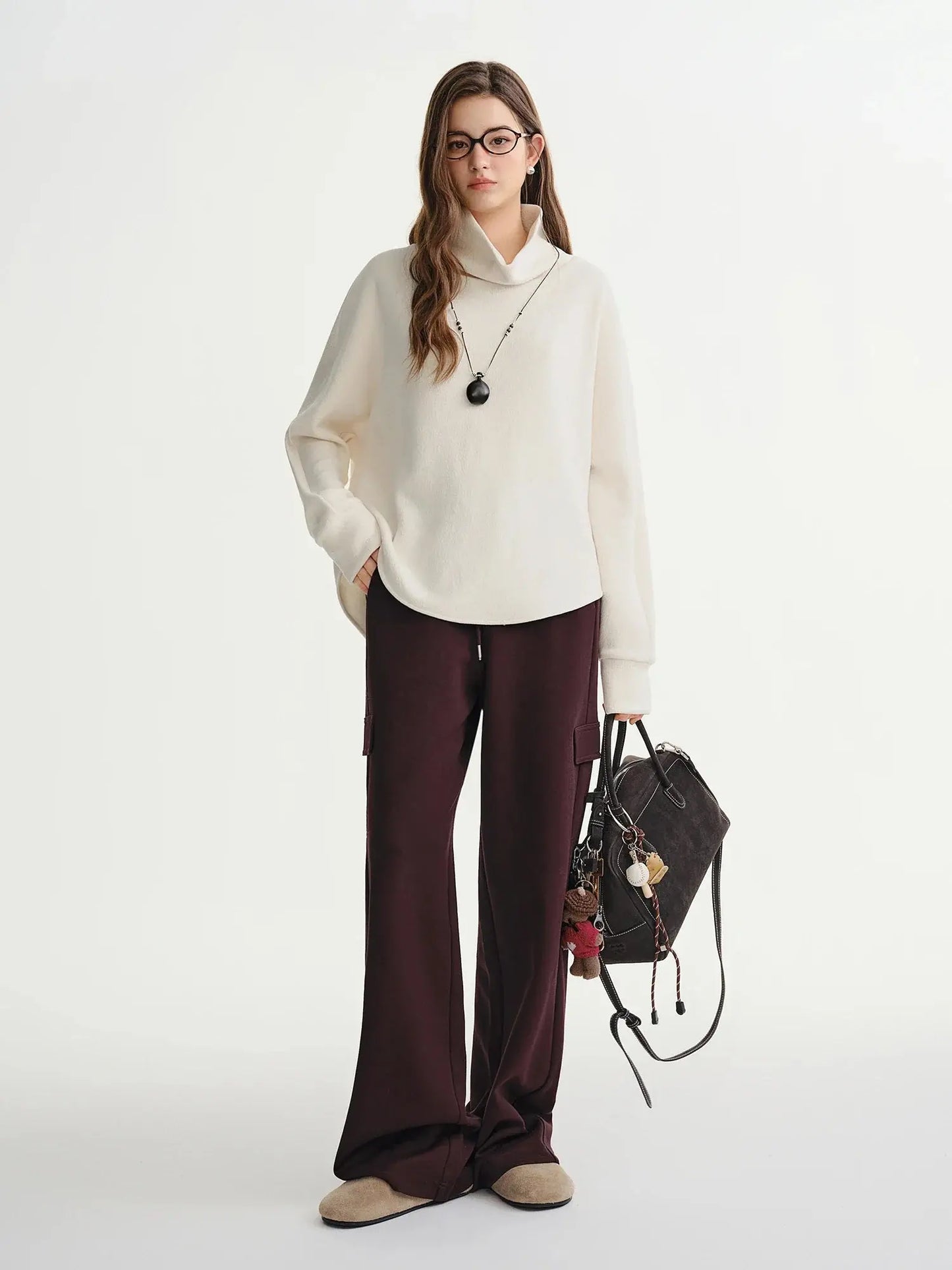 Plus-Size Wide-Leg Drawstring Pants for Winter - Loran
