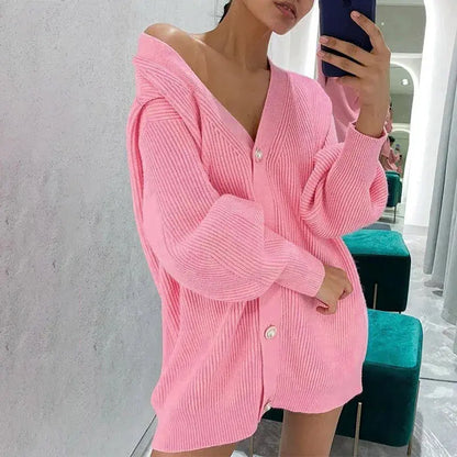 Elegant V-Neck Cardigan Sweater - Loran