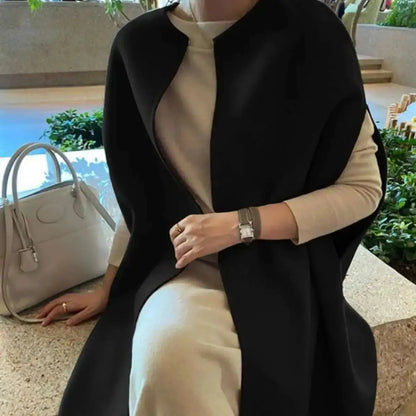 Elegant Vintage Wool Blend Batwing Coat for Women - Loran