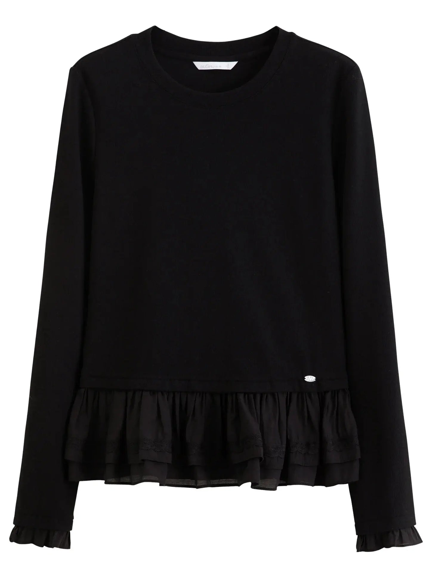 Women’s Ruffle Trim Knitted T-Shirt LORAN STORE