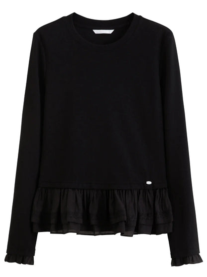 Women’s Ruffle Trim Knitted T-Shirt LORAN STORE