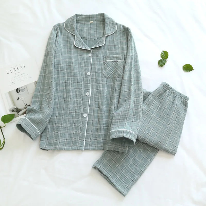 Couple's Pure Cotton Crepe Pajama Set Loran
