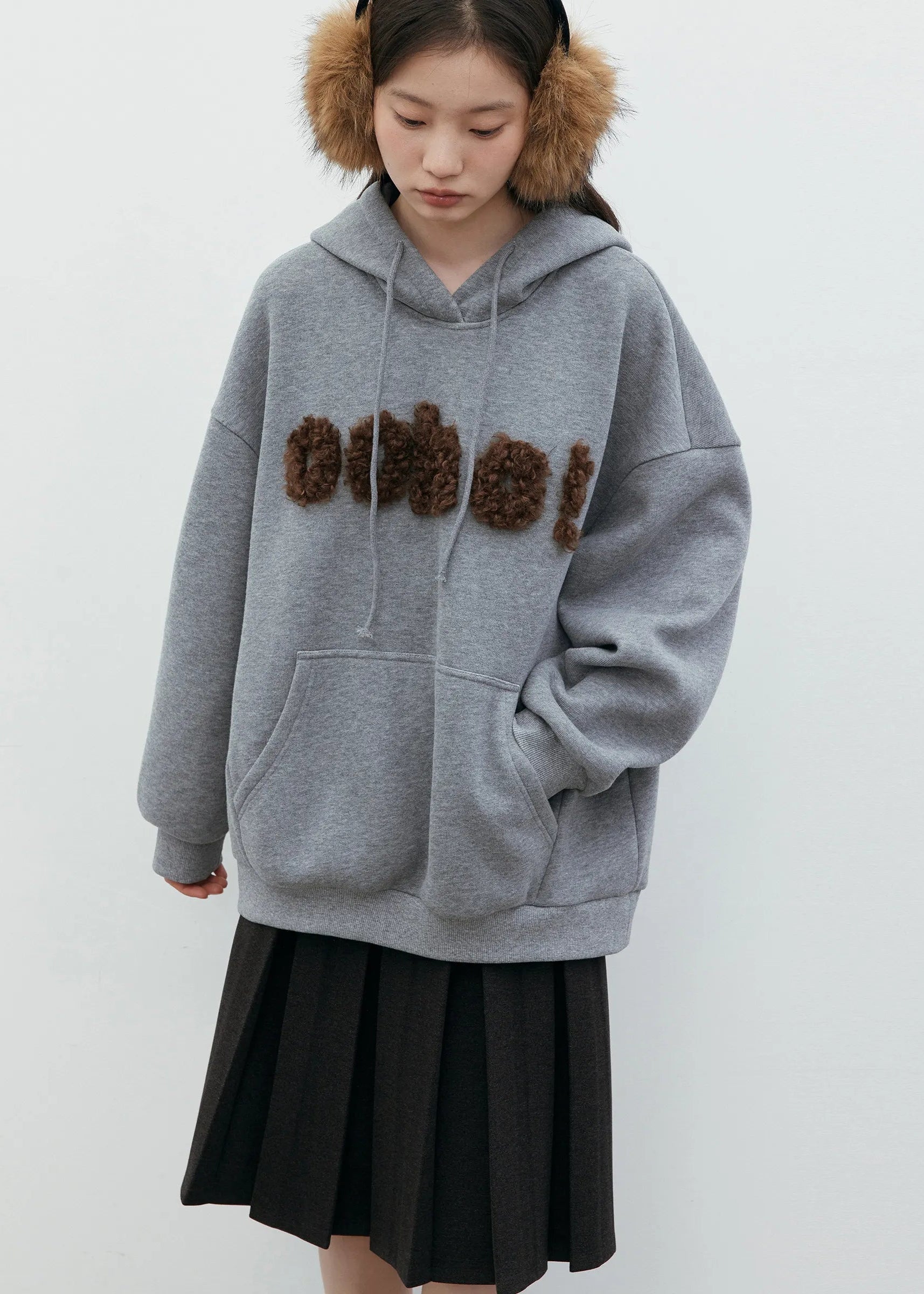 Plush Letter Hoodie Loose Autumn & Winter Sweatshirt Loran