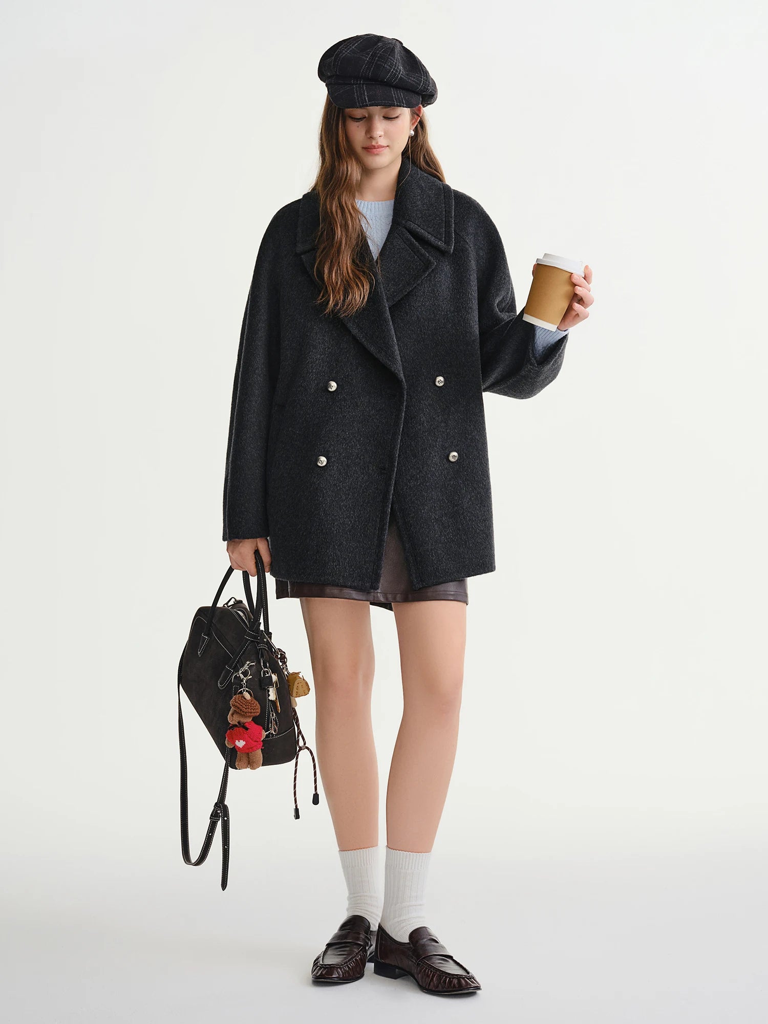 Plus Size Tweed Winter Short Wool Coat