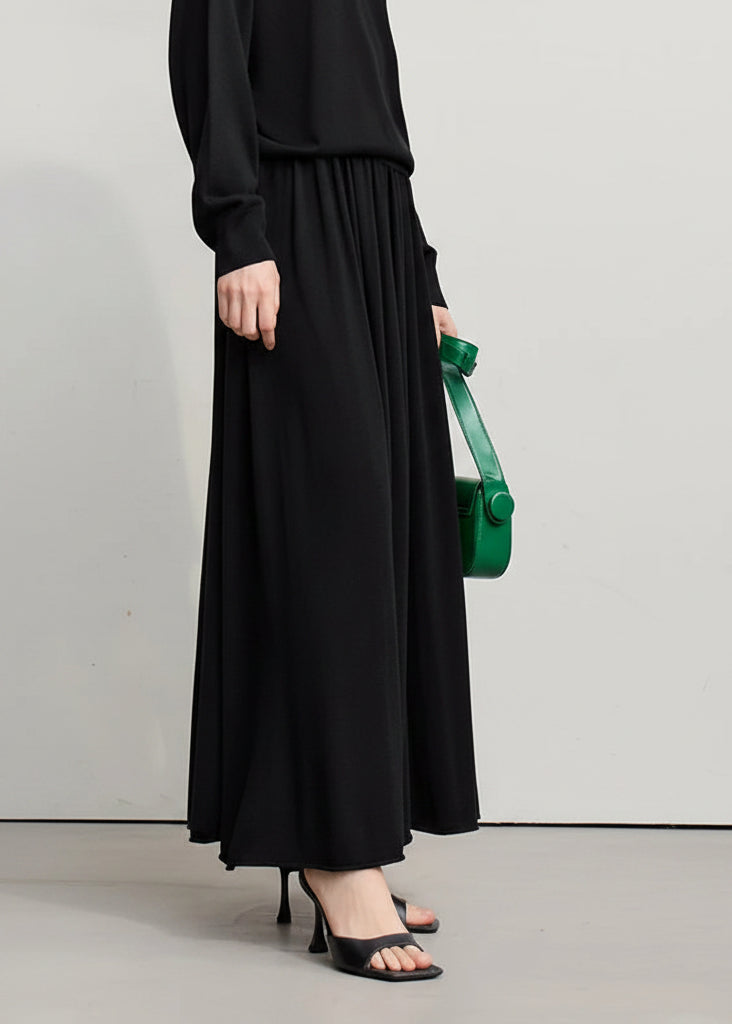 Amii Long Skirt 2026 Spring New Minimalist Wool Knitted Sweater Long A-Line Skirt Casual Solid Women's Long Sleeve Top 12651009 Loran